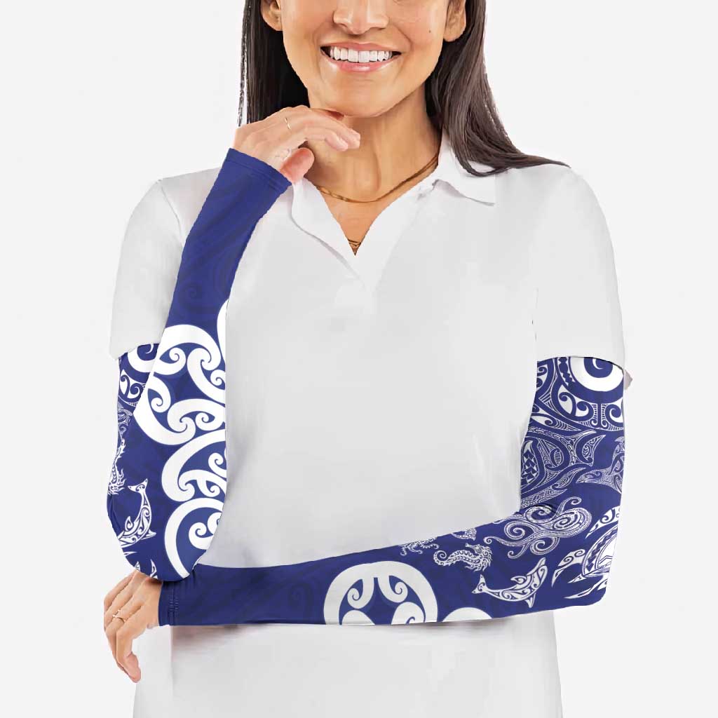 New Zealand Sea Animals with Maori Tribal Tattoo Arm Sleeves Blue Color LT03 - Polynesian Pride