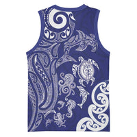 New Zealand Sea Animals with Maori Tribal Tattoo Basketball Jersey Blue Color