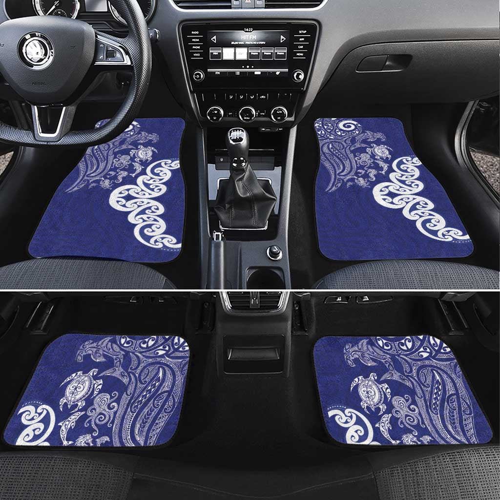 New Zealand Sea Animals with Maori Tribal Tattoo Car Mats Blue Color
