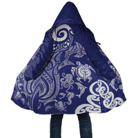 New Zealand Sea Animals with Maori Tribal Tattoo Cloak Blue Color LT03 Unisex Blue - Polynesian Pride