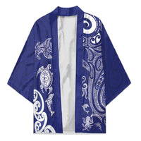 New Zealand Sea Animals with Maori Tribal Tattoo Kimono Blue Color LT03 Unisex Blue - Polynesian Pride