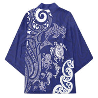 New Zealand Sea Animals with Maori Tribal Tattoo Kimono Blue Color LT03 - Polynesian Pride
