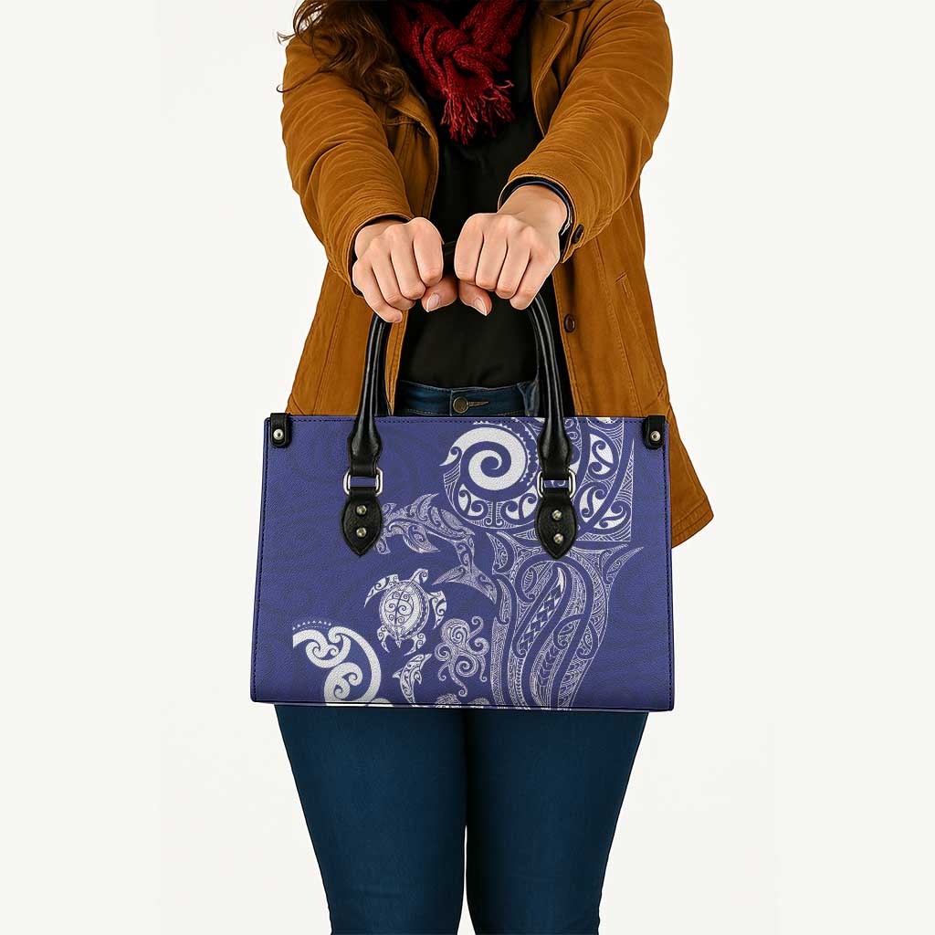 New Zealand Sea Animals with Maori Tribal Tattoo Leather Bag Blue Color LT03 - Polynesian Pride