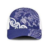 New Zealand Sea Animals with Maori Tribal Tattoo Mesh Trucker Cap Blue Color