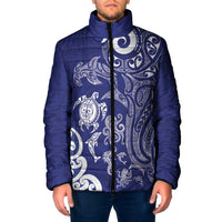 New Zealand Sea Animals with Maori Tribal Tattoo Padded Jacket Blue Color