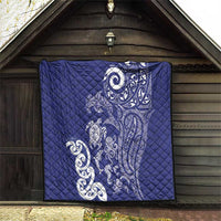 New Zealand Sea Animals with Maori Tribal Tattoo Quilt Blue Color LT03 - Polynesian Pride