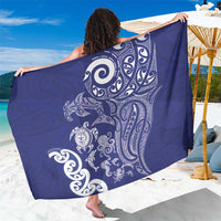 New Zealand Sea Animals with Maori Tribal Tattoo Sarong Blue Color LT03 One Size 44 x 66 inches Blue - Polynesian Pride