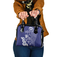 New Zealand Sea Animals with Maori Tribal Tattoo Shoulder Handbag Blue Color
