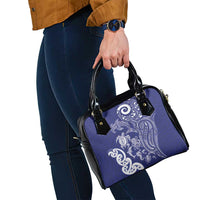 New Zealand Sea Animals with Maori Tribal Tattoo Shoulder Handbag Blue Color