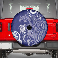 New Zealand Sea Animals with Maori Tribal Tattoo Spare Tire Cover Blue Color