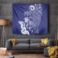 New Zealand Sea Animals with Maori Tribal Tattoo Tapestry Blue Color LT03 Blue - Polynesian Pride