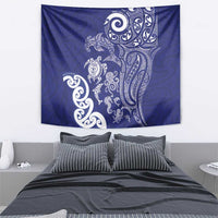 New Zealand Sea Animals with Maori Tribal Tattoo Tapestry Blue Color LT03 - Polynesian Pride