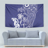 New Zealand Sea Animals with Maori Tribal Tattoo Tapestry Blue Color LT03 - Polynesian Pride
