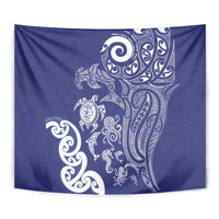 New Zealand Sea Animals with Maori Tribal Tattoo Tapestry Blue Color LT03 - Polynesian Pride