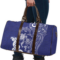 New Zealand Sea Animals with Maori Tribal Tattoo Travel Bag Blue Color
