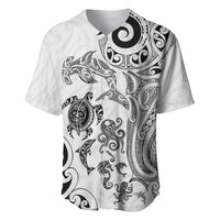 New Zealand Sea Animals with Maori Tribal Tattoo Baseball Jersey White Color LT03 White - Polynesian Pride