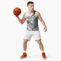 New Zealand Sea Animals with Maori Tribal Tattoo Basketball Jersey White Color