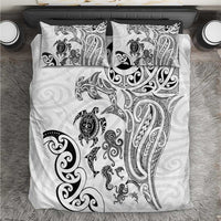 New Zealand Sea Animals with Maori Tribal Tattoo Bedding Set White Color