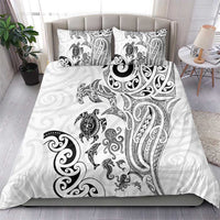 New Zealand Sea Animals with Maori Tribal Tattoo Bedding Set White Color