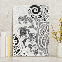 New Zealand Sea Animals with Maori Tribal Tattoo Canvas Wall Art White Color LT03 Without Frame White - Polynesian Pride
