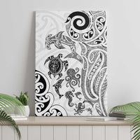 New Zealand Sea Animals with Maori Tribal Tattoo Canvas Wall Art White Color LT03 - Polynesian Pride