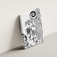 New Zealand Sea Animals with Maori Tribal Tattoo Canvas Wall Art White Color LT03 - Polynesian Pride