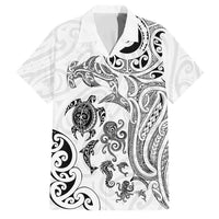 New Zealand Sea Animals with Maori Tribal Tattoo Family Matching Off Shoulder Maxi Dress and Hawaiian Shirt White Color LT03 Dad's Shirt - Short Sleeve White - Polynesian Pride