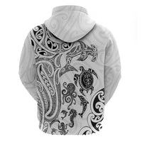 New Zealand Sea Animals with Maori Tribal Tattoo Hoodie White Color