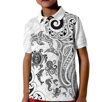 New Zealand Sea Animals with Maori Tribal Tattoo Kid Polo Shirt White Color LT03 Kid White - Polynesian Pride