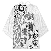 New Zealand Sea Animals with Maori Tribal Tattoo Kimono White Color LT03 - Polynesian Pride