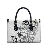 New Zealand Sea Animals with Maori Tribal Tattoo Leather Bag White Color LT03 - Polynesian Pride