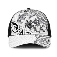 New Zealand Sea Animals with Maori Tribal Tattoo Mesh Trucker Cap White Color LT03 One Size Black White - Polynesian Pride