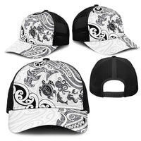 New Zealand Sea Animals with Maori Tribal Tattoo Mesh Trucker Cap White Color LT03 - Polynesian Pride