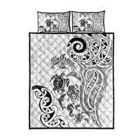 New Zealand Sea Animals with Maori Tribal Tattoo Quilt Bed Set White Color LT03 - Polynesian Pride