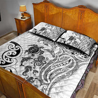 New Zealand Sea Animals with Maori Tribal Tattoo Quilt Bed Set White Color LT03 - Polynesian Pride
