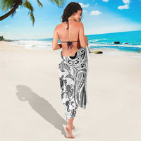 New Zealand Sea Animals with Maori Tribal Tattoo Sarong White Color LT03 - Polynesian Pride