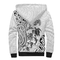 New Zealand Sea Animals with Maori Tribal Tattoo Sherpa Hoodie White Color