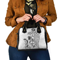New Zealand Sea Animals with Maori Tribal Tattoo Shoulder Handbag White Color LT03 - Polynesian Pride