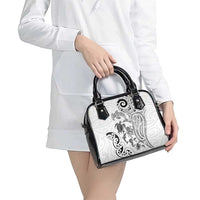 New Zealand Sea Animals with Maori Tribal Tattoo Shoulder Handbag White Color LT03 - Polynesian Pride