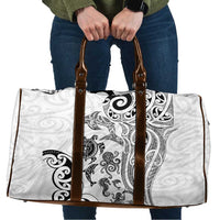 New Zealand Sea Animals with Maori Tribal Tattoo Travel Bag White Color