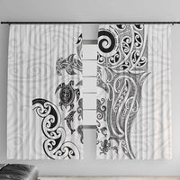 New Zealand Sea Animals with Maori Tribal Tattoo Window Curtain White Color LT03 With Hooks White - Polynesian Pride