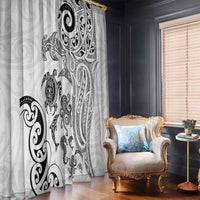 New Zealand Sea Animals with Maori Tribal Tattoo Window Curtain White Color LT03 - Polynesian Pride