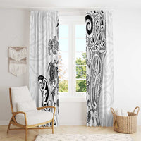 New Zealand Sea Animals with Maori Tribal Tattoo Window Curtain White Color LT03 - Polynesian Pride