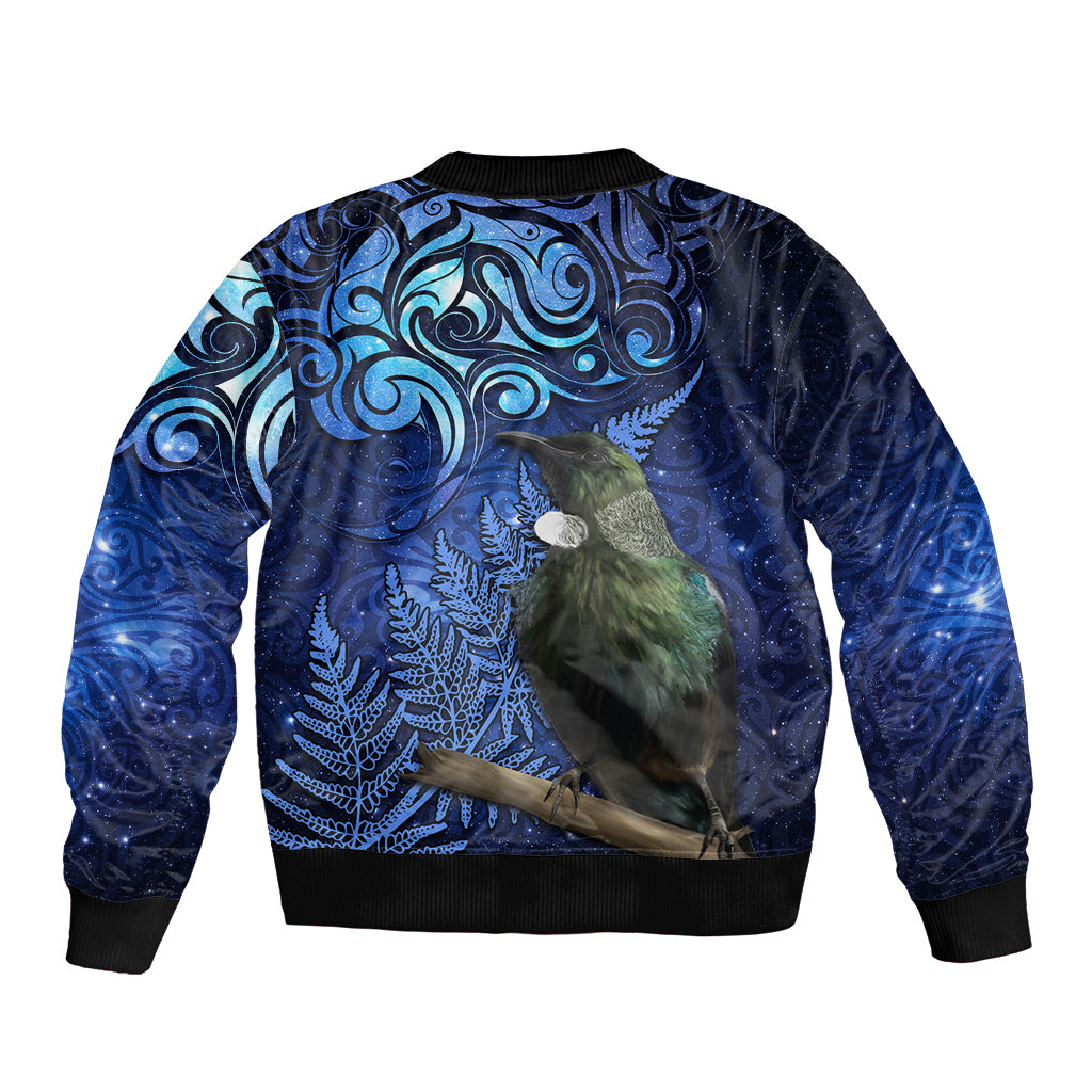 New Zealand Tui Bird Matariki Bomber Jacket Maori New Year with Galaxy Fern