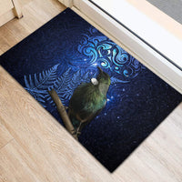 New Zealand Tui Bird Matariki Rubber Doormat Maori New Year with Galaxy Fern