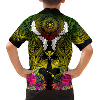 Hawaii Kanaka Maoli Family Matching Tank Maxi Dress and Hawaiian Shirt Double Shark and Hibiscus Flowers