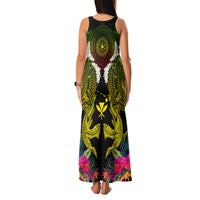 Hawaii Kanaka Maoli Family Matching Tank Maxi Dress and Hawaiian Shirt Double Shark and Hibiscus Flowers