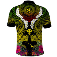 Hawaii Kanaka Maoli Polo Shirt Double Shark and Hibiscus Flowers