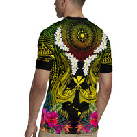Hawaii Kanaka Maoli Rugby Jersey Double Shark and Hibiscus Flowers