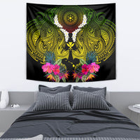 Hawaii Kanaka Maoli Tapestry Double Shark and Hibiscus Flowers